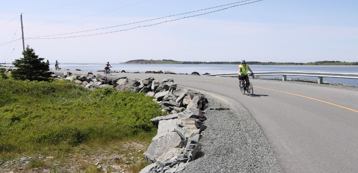 Ann biking in Three Fathom Harbour